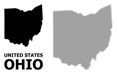 Vector Halftone Pattern and Solid Map of Ohio State