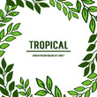 Greeting card of summer tropical, pattern of leaves frame. Vector