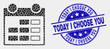 © Evgeny - Dotted calendar page mosaic icon and Today I Choose You seal stamp. Blue vector rounded scratched stamp with Today I Choose You title. Vector combination in flat style.