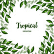Element template tropical, cute leaf floral frame. Vector