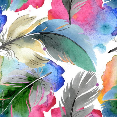 colorful-bird-feather-from-wing-isolated-watercolor-background-illustration-set-seamless-background-pattern