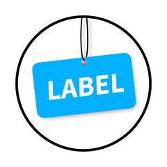 Poster - Realistic vector blank tag tied with string and with falling shadow. Price tag, sale tag, address label.
