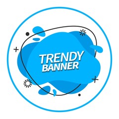 Poster - Abstract blue banner in the style of memphis. Bright vector liquid shape banner. Ready design for use in the web and print.