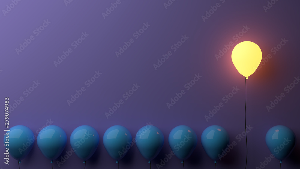 Stand out concept with glowing balloons	 - obrazy, fototapety, plakaty 