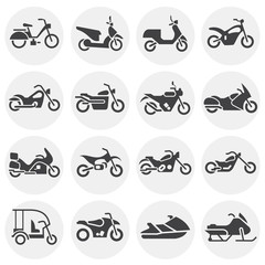 Poster - Moto related icons set on background for graphic and web design. Simple illustration. Internet concept symbol for website button or mobile app.