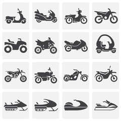 Poster - Moto related icons set on background for graphic and web design. Simple illustration. Internet concept symbol for website button or mobile app.