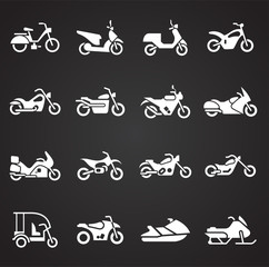 Poster - Moto related icons set on background for graphic and web design. Simple illustration. Internet concept symbol for website button or mobile app.