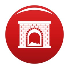 Poster - Brick fireplace icon. Simple illustration of brick fireplace vector icon for any design red