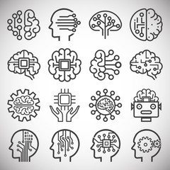Poster - AI related icons set on background for graphic and web design. Simple illustration. Internet concept symbol for website button or mobile app.