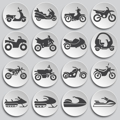 Poster - Moto related icons set on background for graphic and web design. Simple illustration. Internet concept symbol for website button or mobile app.