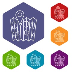 Poster - Pin on the map icons vector colorful hexahedron set collection isolated on white