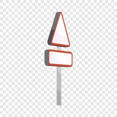 Poster - Triangular road sign icon. Cartoon illustration of triangular road sign vector icon for web
