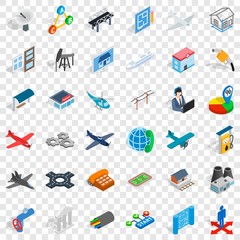 Poster - Jet icons set. Isometric style of 36 jet vector icons for web for any design