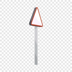 Poster - Road sign triangle with red rim icon. Cartoon illustration of road sign triangle with red rim vector icon for web