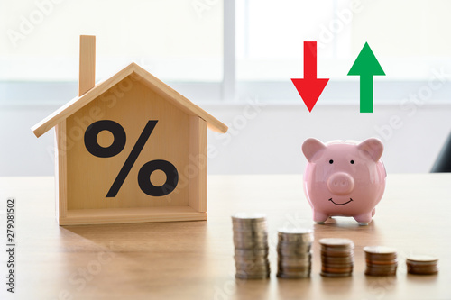 Fotomural Mortgage rates business concept of investment housing real estate interest rate
