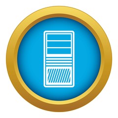 Poster - Black computer system unit icon blue vector isolated on white background for any design