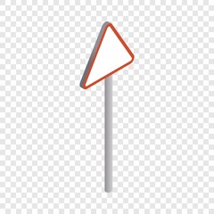 Poster - Road sign triangle with red rim icon. Isometric 3d illustration of road sign triangle with red rim vector icon for web