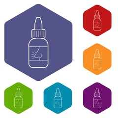 Wall Mural - Nasal drops icons vector colorful hexahedron set collection isolated on white