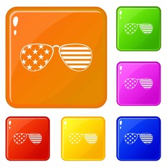 Wall Mural - American glasses icons set collection vector 6 color isolated on white background