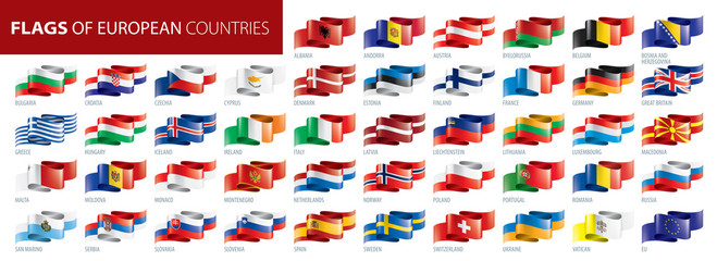 Set of flags of Europe. Vector illustration