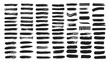 Big collection of line hand drawn trace brush strokes black paint texture set vector illustration isolated on white background. Calligraphy brushes high detail abstract elements.