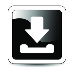 Poster - Black Download button. Vector icon illustration isolated on white background.