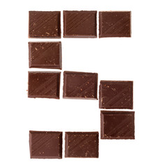 5 - Isolate font chocolate number on white background