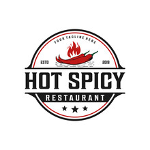 Chili, Spicy, Sauce Badge Vintage, Restaurant Logo