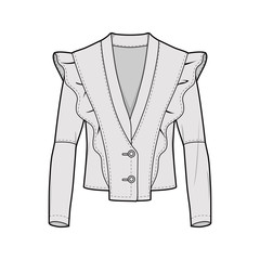 Outer Jacket fashion flat sketch template