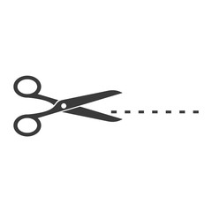 Poster - Black scissors cut line icon template color editable. Scissors cut line symbol vector sign isolated on white background. Simple logo vector illustration for graphic and web design.