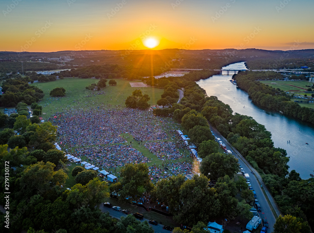 Massive Crowd at Austin Music Festival Zilker Park. Summer Outdoor ...