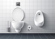 Vector realistic modern toilet room handing bowl