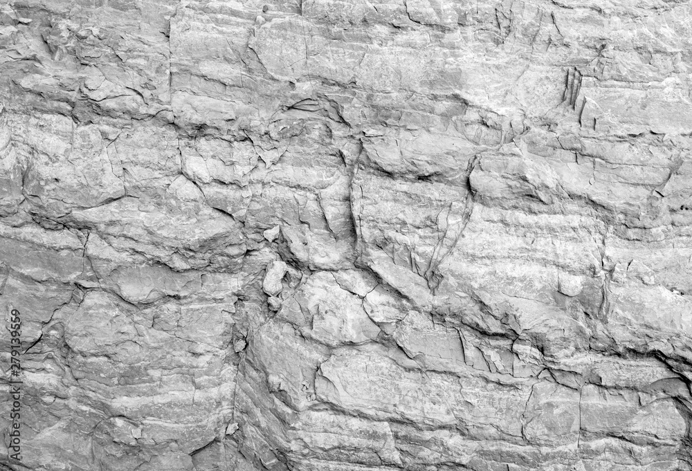 Rough white stone wall, natural rock texture - obrazy, fototapety, plakaty 