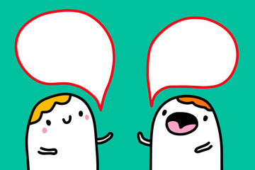 Leinwandbilder - Psychotherapy analysis session. Patient and doctor talking, cute cartoon people