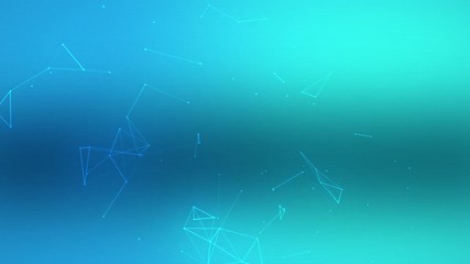 Leinwandbilder - Abstract background, structure of connect lines and particles. Connection and network concept. Creative technological background with digital composition, in green and blue clear