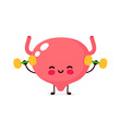 Cute happy smiling bladder doing exercises