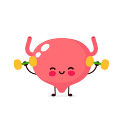 Cute happy smiling bladder doing exercises