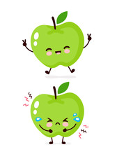 Cute Happy Smiling And Sad Cry Apple 