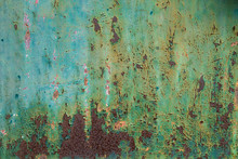 Old Distressed Green Rusted Wall Detail