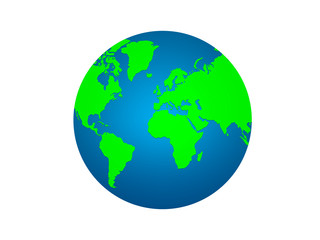 Wall Mural - Earth planet globe on white background. world icon symbols. Very beautiful blue planet.Perspective from space. high resolution for used