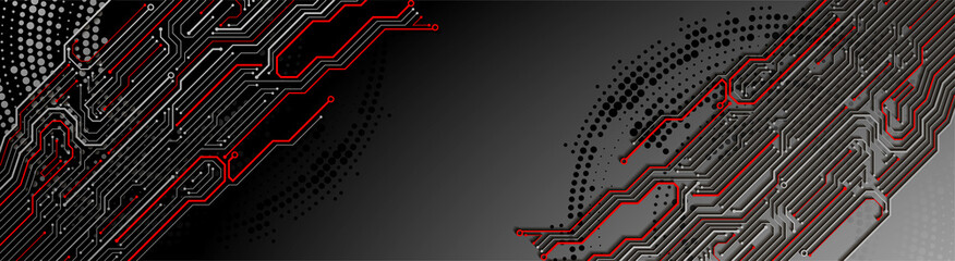 Poster - Abstract technology circuit board. Communication concept. Template for science presentation. Vector illustration.