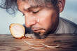a man weeps because of the onion