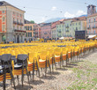 Preparations in Grande Square in Locarno for the film festival. Ticino - Switzerland