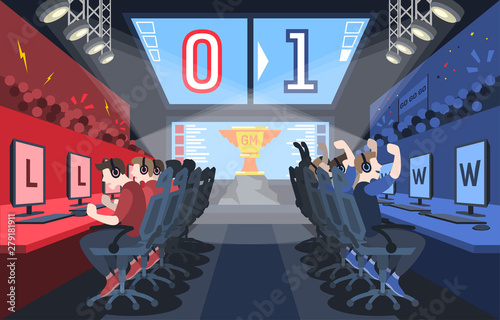 Fotomural Colourful illustration in modern flat style cybersport concept