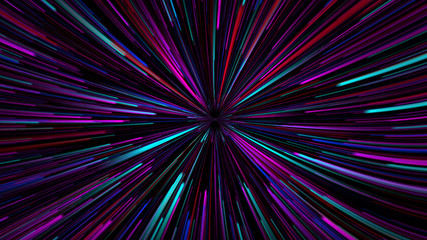 Wall Mural - 3D rendering, science fiction background of glowing particles with depth and bokeh Line and square particles, pink gold surface