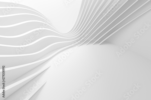 Abstract Architecture Background. 3d Rendering of White Circularl Building