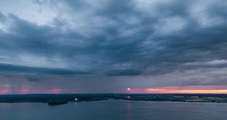 Wall Mural - sunset cloudy scenery timelapse on lake