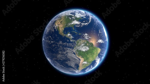 Cuadros en Lienzo Flying over the earth's surface, 3D rendering.