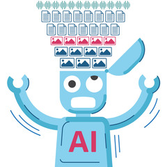Poster - AI robot is educated and getting data.
