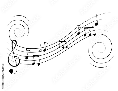 Dekoracja na wymiar  muzyka-wektorowa-zauwaza-przeplyw-wiolinowy-na-pieciolinii-muzycznej